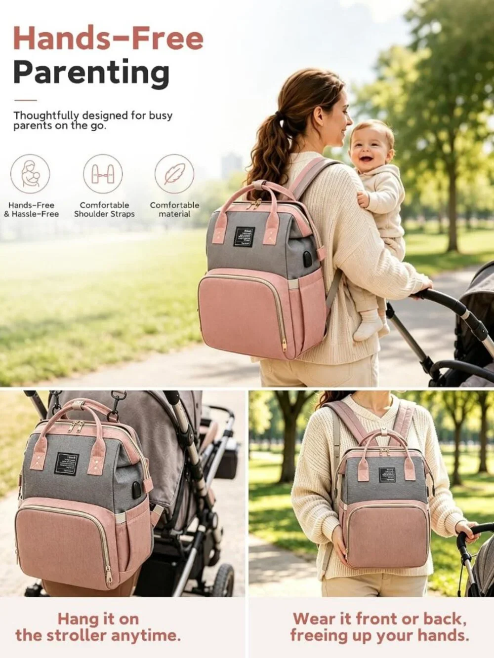 Stylish Diaper Backpack for Boys & Girls | Large Travel Baby Bag | Essential